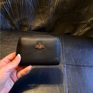 Black Wallet with Bee Accent